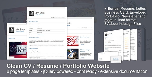 Clean CV / Resume / Portfolio Website + 10 Bonuses - Resume / CV Specialty Pages