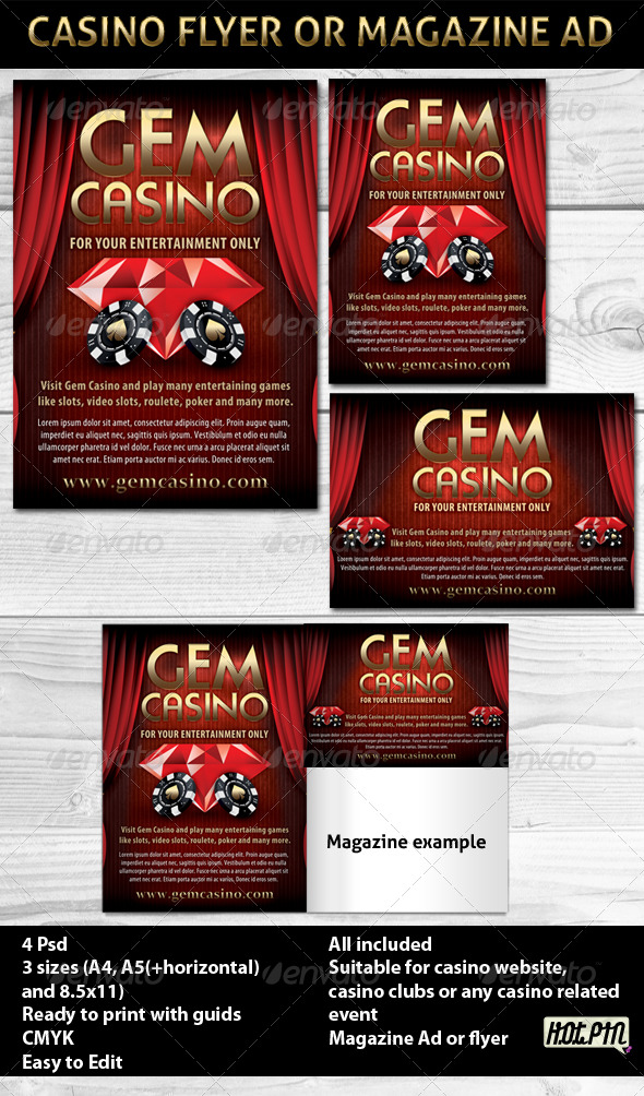 Casino Magazine Ads or Flyers Template GraphicRiver Item for Sale