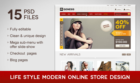 Life Style Modern Online Store Design - Retail PSD Templates