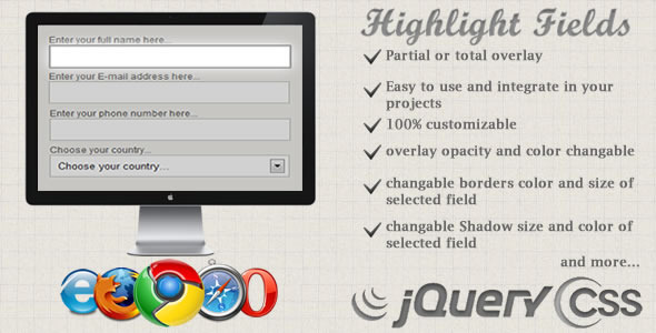 JQ-HighLight Fields, Highlight Your Forms' Fields - CodeCanyon Item for Sale