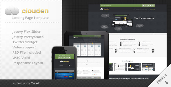 Clouden Responsive Landing /One Page Template - Software Technology