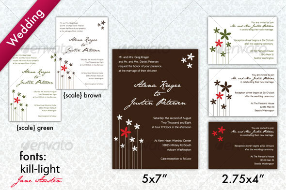 Brown White Modern Wedding Invitation GraphicRiver Item for Sale