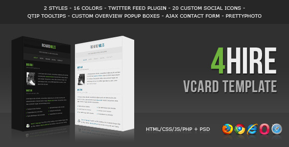 4HIRE - Elegant vCard Template - Virtual Business Card Personal