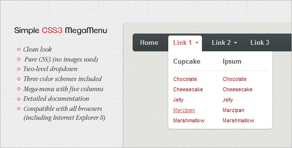 Simple CSS3 Menu - CodeCanyon Item for Sale