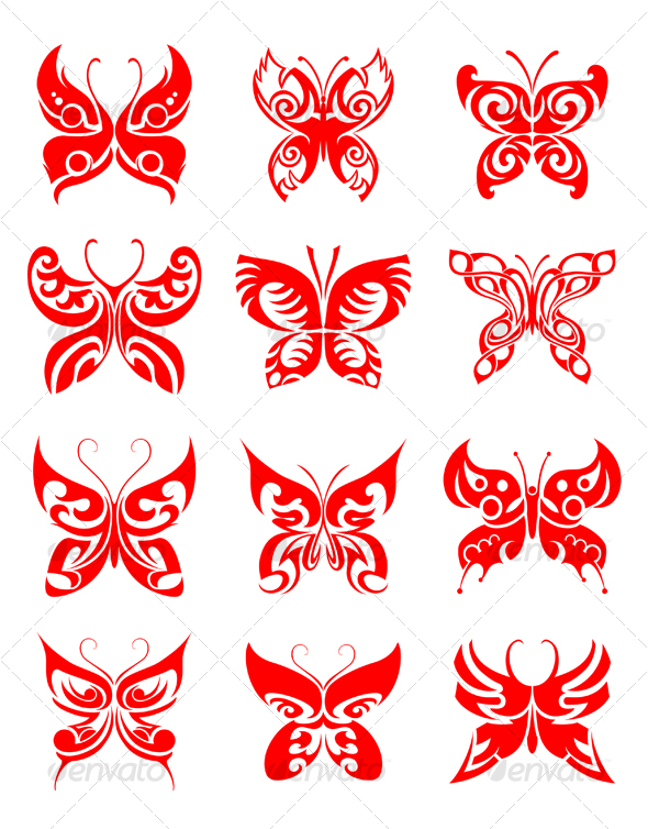 Tattoos set of butterfly GraphicRiver Item for Sale