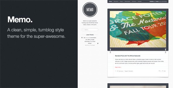 Memo: Tumblog Style WordPress Theme - Personal Blog / Magazine