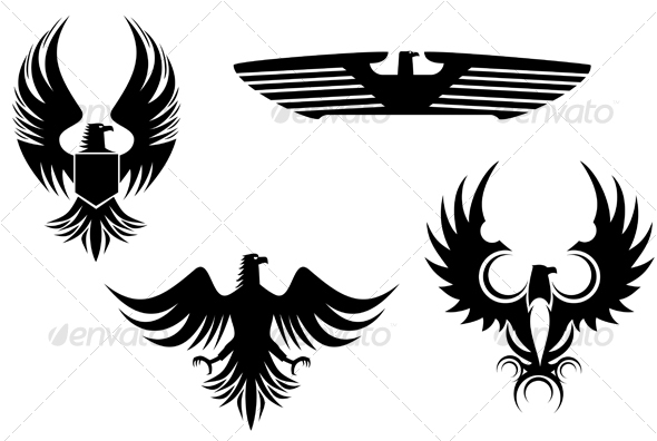 Eagle symbols isolated on white for tattoo design