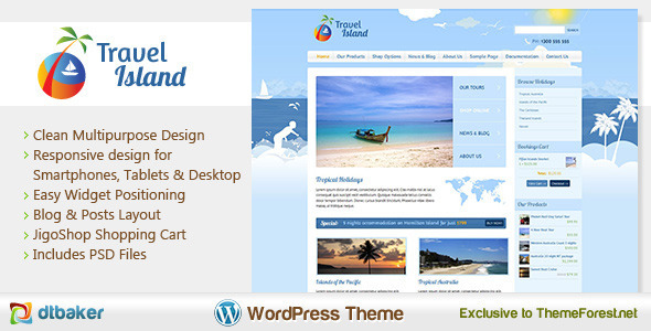 Travel Island - Responsive JigoShop e-Commerce WordPress Theme - Jigoshop eCommerce