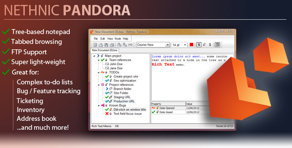 Nethnic Pandora 1.5 - Tree Based Text Editor