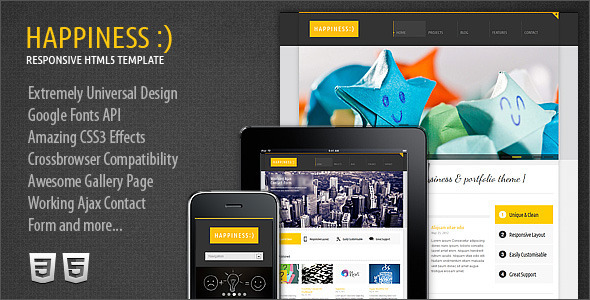 Happiness Responsive Premium HTML5/CSS3 Template - Business Corporate