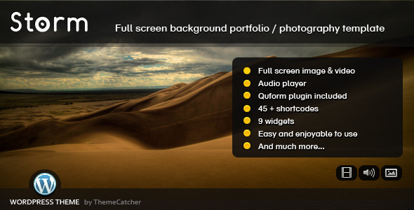 Storm WordPress - Full Screen Background Theme - Photography Creative