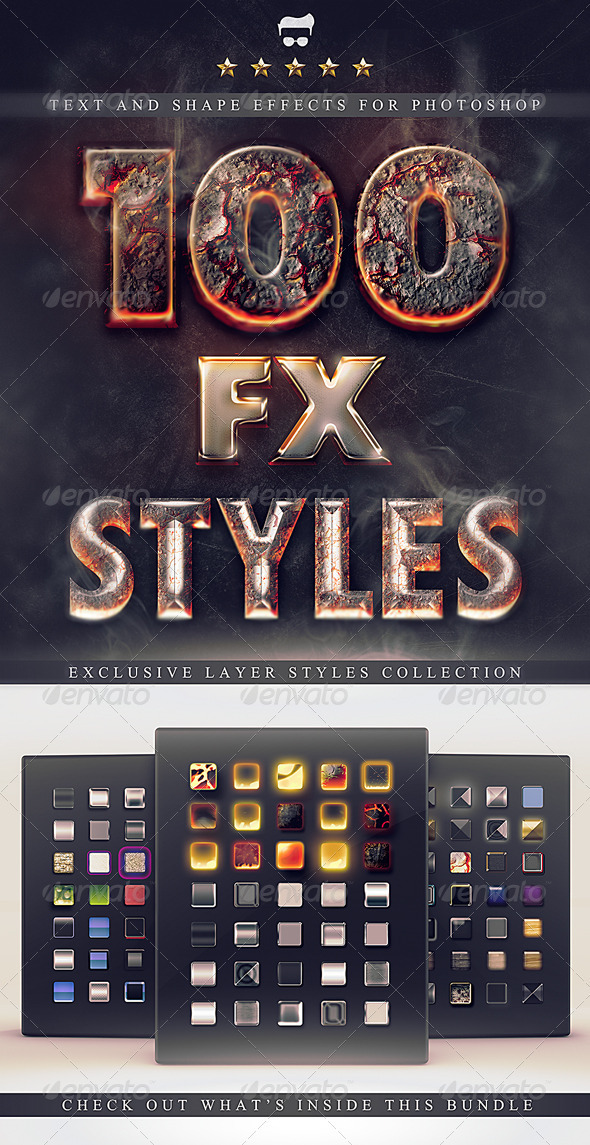 100 Layer Styles Bundle - Text Effects Set - GraphicRiver Item for Sale