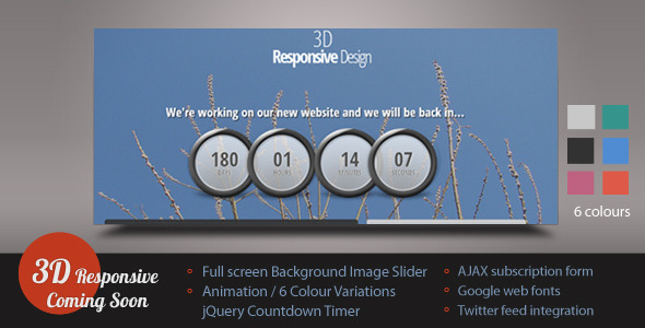 3D Responsive Coming Soon/Under Construction Page - Under Construction Specialty Pages
