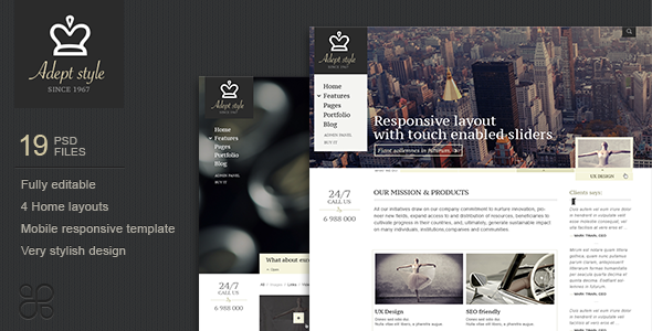 Adept Style Business PSD Template - Business Corporate
