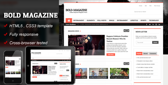 Bold Magazine - HTML5 Responsive Template - Corporate Site Templates