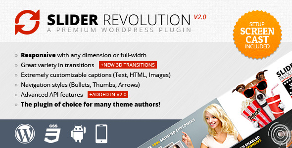 Slider Revolution! Responsive WordPress Plugin included