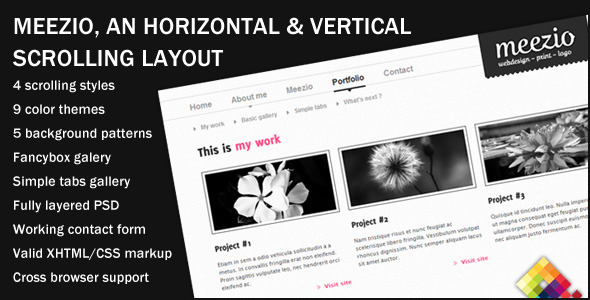 Meezio, Horizontal & Vertical Scrolling Template - Portfolio Creative