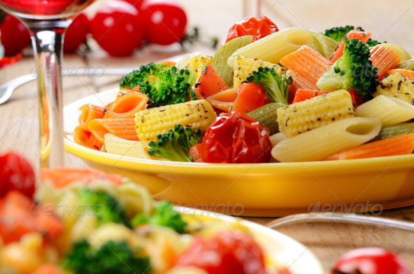 Pasta penne salad with broccoli