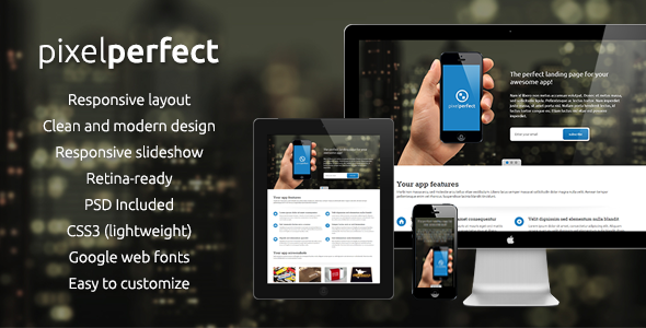 PixelPerfect - Responsive Landing Page - Apps Technology