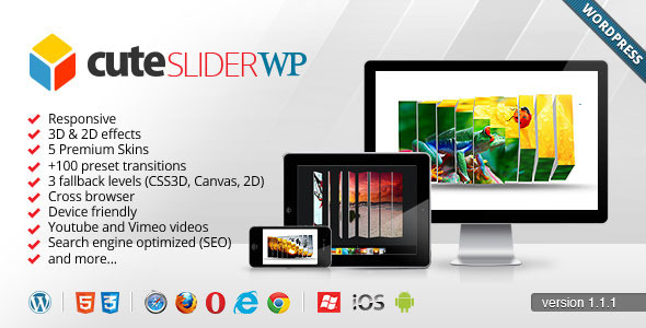 Cute Slider WP - 3D & 2D HTML5 WordPress Slider - CodeCanyon Item for Sale
