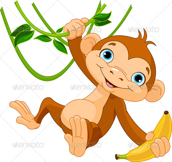 clipart monkey swinging in a tree - photo #13