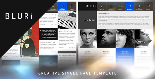 BLURI Single Page Template - Portfolio Creative