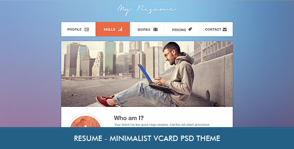 Resume - Minimalist Professional vCard PSD - Virtual Business Card Personal
