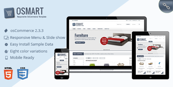 OSMART is responsive OsCommerce template packaged with quick starter sample data and responsive theme.