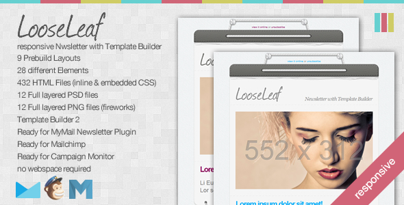 Loose Leaf - Responsive Newsletter with Template Builder  - Newsletters Email Templates