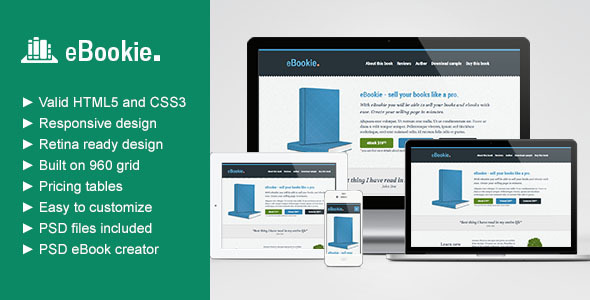 eBookie - Responsive book selling HTML theme - Landing Pages Marketing