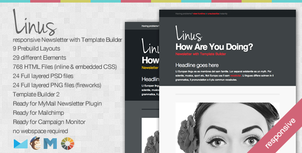 Linus - Responsive Newsletter and Template Builder - Newsletters Email Templates