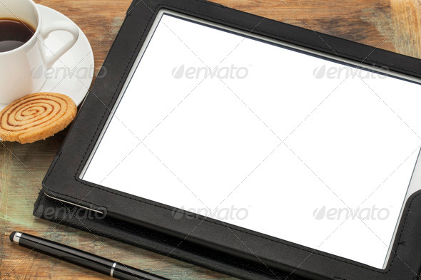 digital tablet with blank screen
