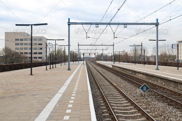 Platform railway station of Dutch city Almere