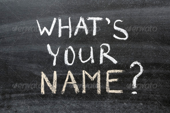 whats your name question handwritten on the school blackboard