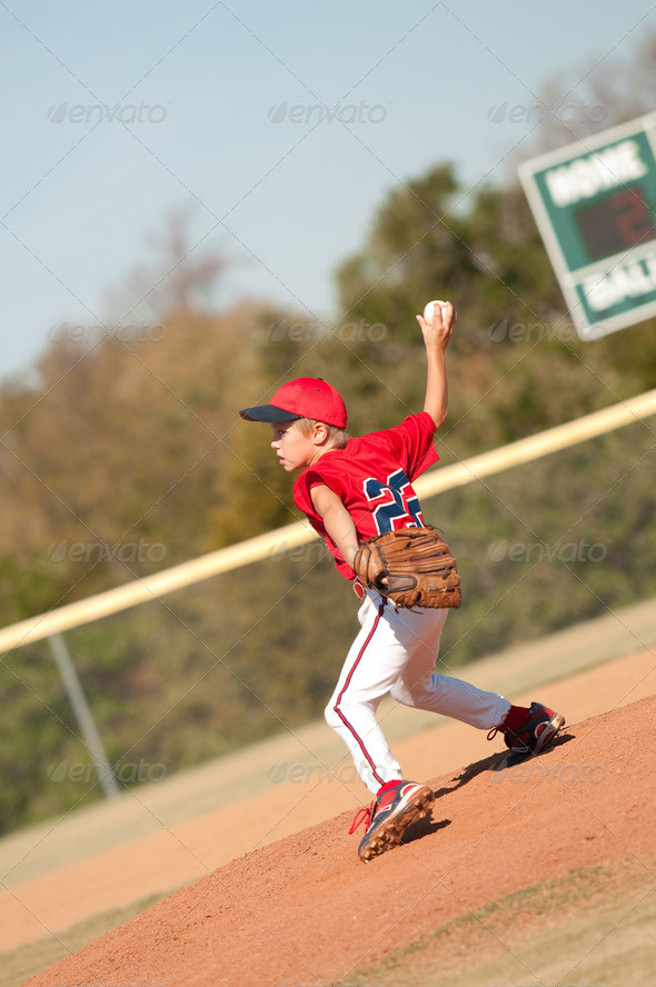 Young baseball pitcher on the mound
