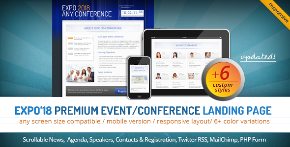 Expo'18 Responsive Event/ Conference Landing Page - Business Corporate