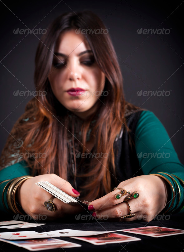 Girl with playing cards