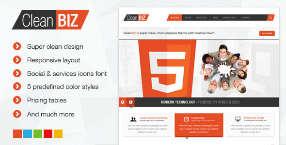 CleanBIZ - Multipurpose HTML5 Template - Creative Site Templates