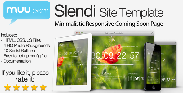 Slendi - Responsive HTML Coming Soon Page