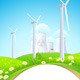 Green Landscape with Windmills and Nuclear Power P