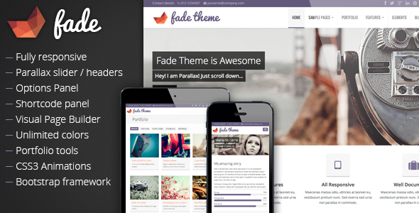 Fade - Responsive, Parallax Bootstrap Theme - WordPress 