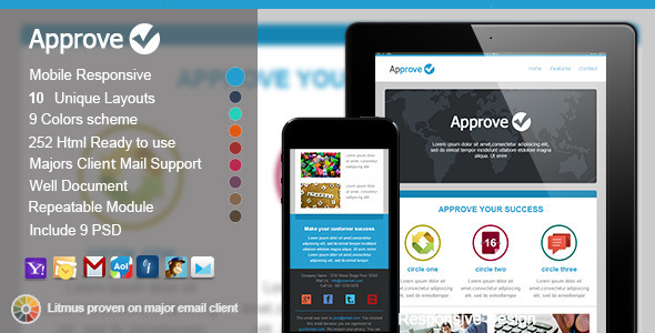 Approve Responsive E-mail Templates - Newsletters Email Templates