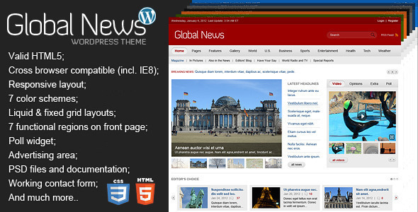 Global News Portal - Responsive WordPress Theme - News / Editorial Blog / Magazine