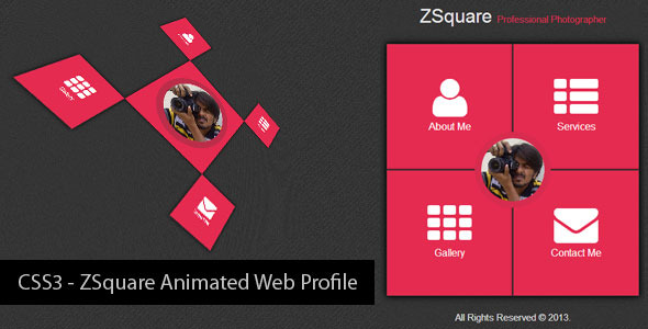 CSS3 - ZSquare Animated Web Profile - CodeCanyon Item for Sale