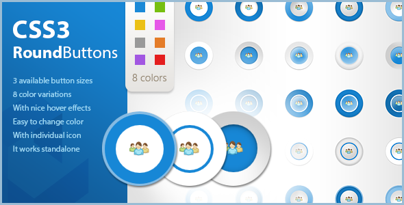 CSS Icon Round Buttons with Hover Effects
