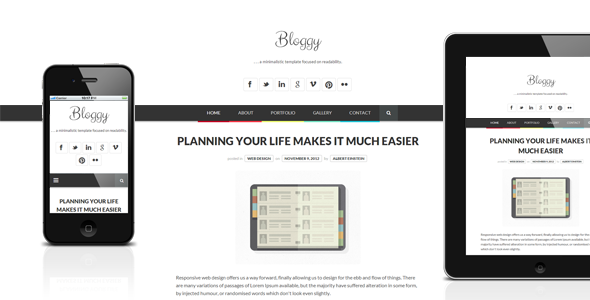 Bloggy WP - Responsive Minimalist Theme - Personal Blog / Magazine