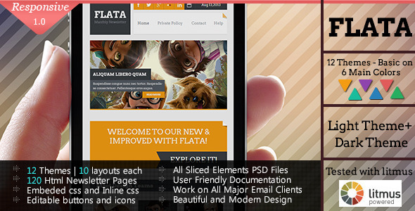 FLATA - Flat Responsive Email Template - Email Templates Marketing