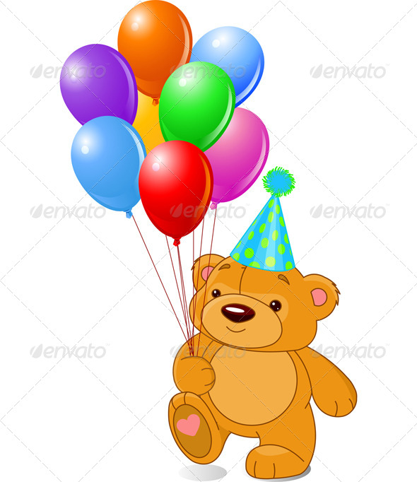 teddy bear holding balloons clipart - photo #10