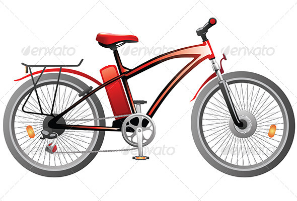 Red Bicycle with Power Battery. (Sports/Activity)