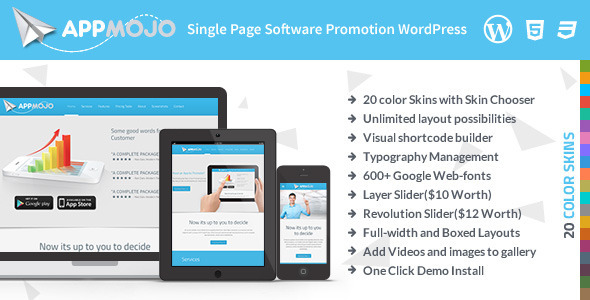 App Mojo - Single Page Software Promotion Theme - Corporate WordPress